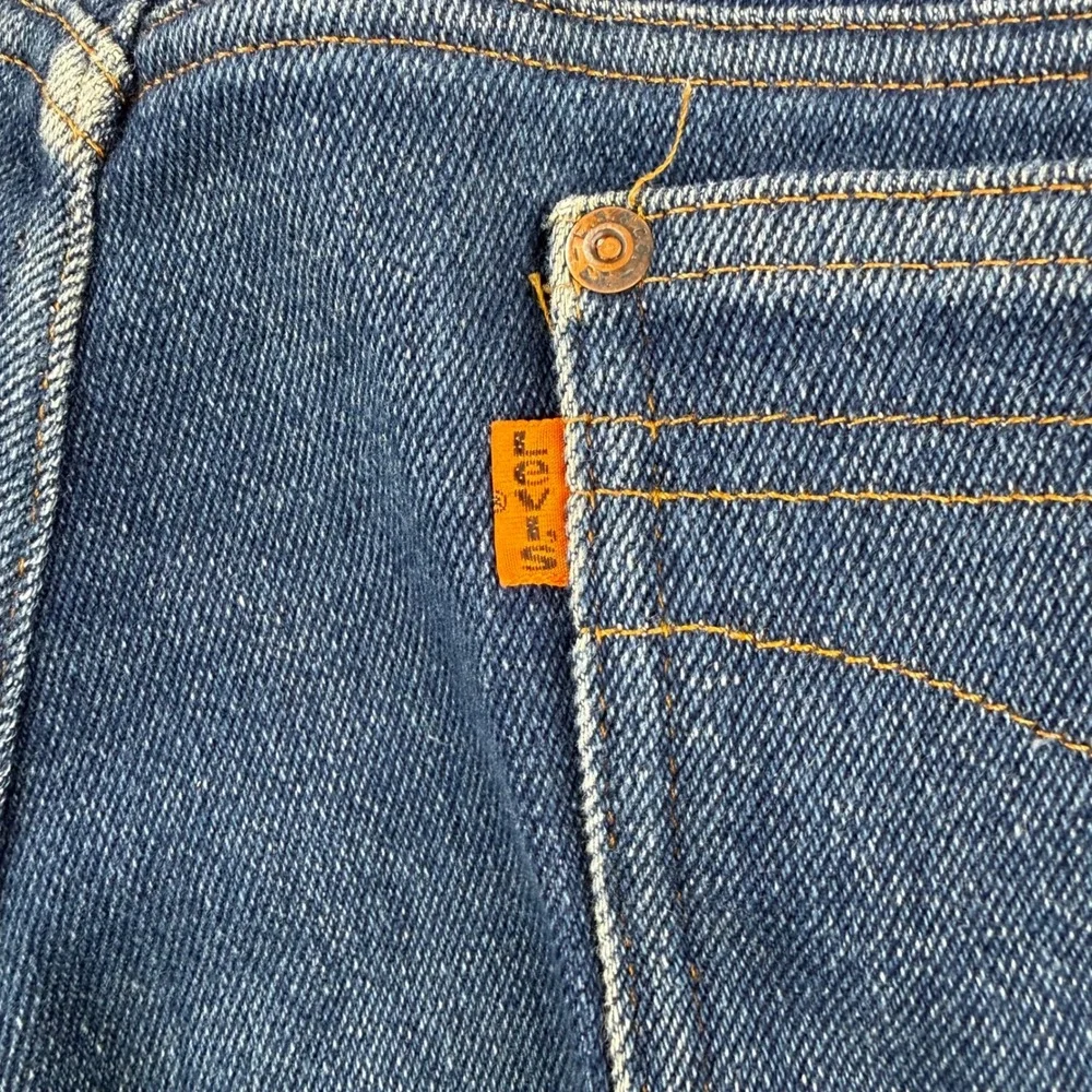 Vintage Levis Jeans Mens Fits 34x30 Blue 70s Orange Tab Talon Zip Distressed USA